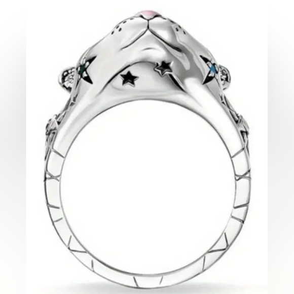 Cat Face Ring with Gem Accents - Picture 3 of 4